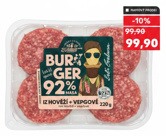 Kostelecké uzeniny Ládův burger mix hovězí + vepřové