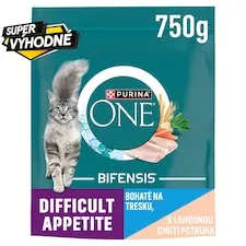 Purina ONE Bifensis Difficult Appetite granule pro kočky treska, pstruh 750g