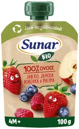 Sunar BIO ovocná kapsička Jablko jahoda borůvka malina