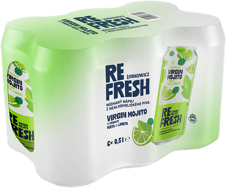 Lobkowicz Refresh Virgin Mohito míchaný nápoj z nealkoholického piva 6×0,5 l plech