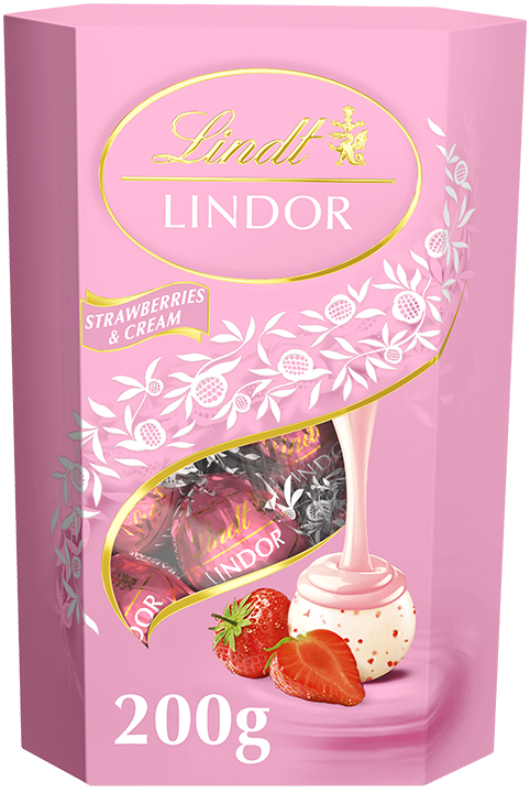 Lindt LINDOR Bonboniéra limitovaná edice pralinek s krémovou jahodovou příchutí