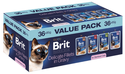 Brit Premium by Nature Cat Pouches Value Pack Sterilized, pro kočky, 36 ks