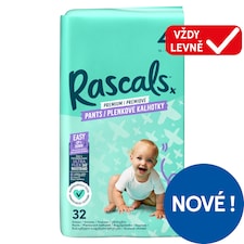 Rascals Prémiové plenkové kalhotky 4 10 - 15 kg 32 ks