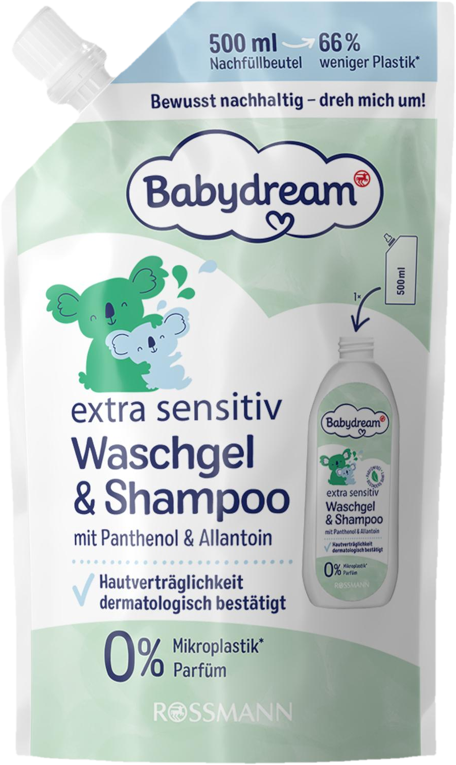 Babydream Extra Sensitive mycí gel a šampon – náhradní nápň