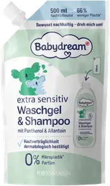Babydream Extra Sensitive mycí gel a šampon – náhradní nápň