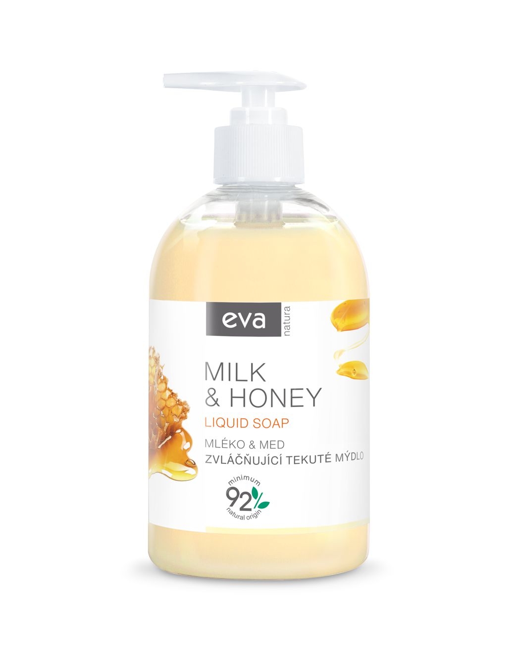 Eva Natura zvláčňující tekuté mýdlo s mlékem a medem, 500 ml