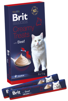 Brit Premium by Nature Cat Creamy Treats with Beef 6x15g, pro kočky