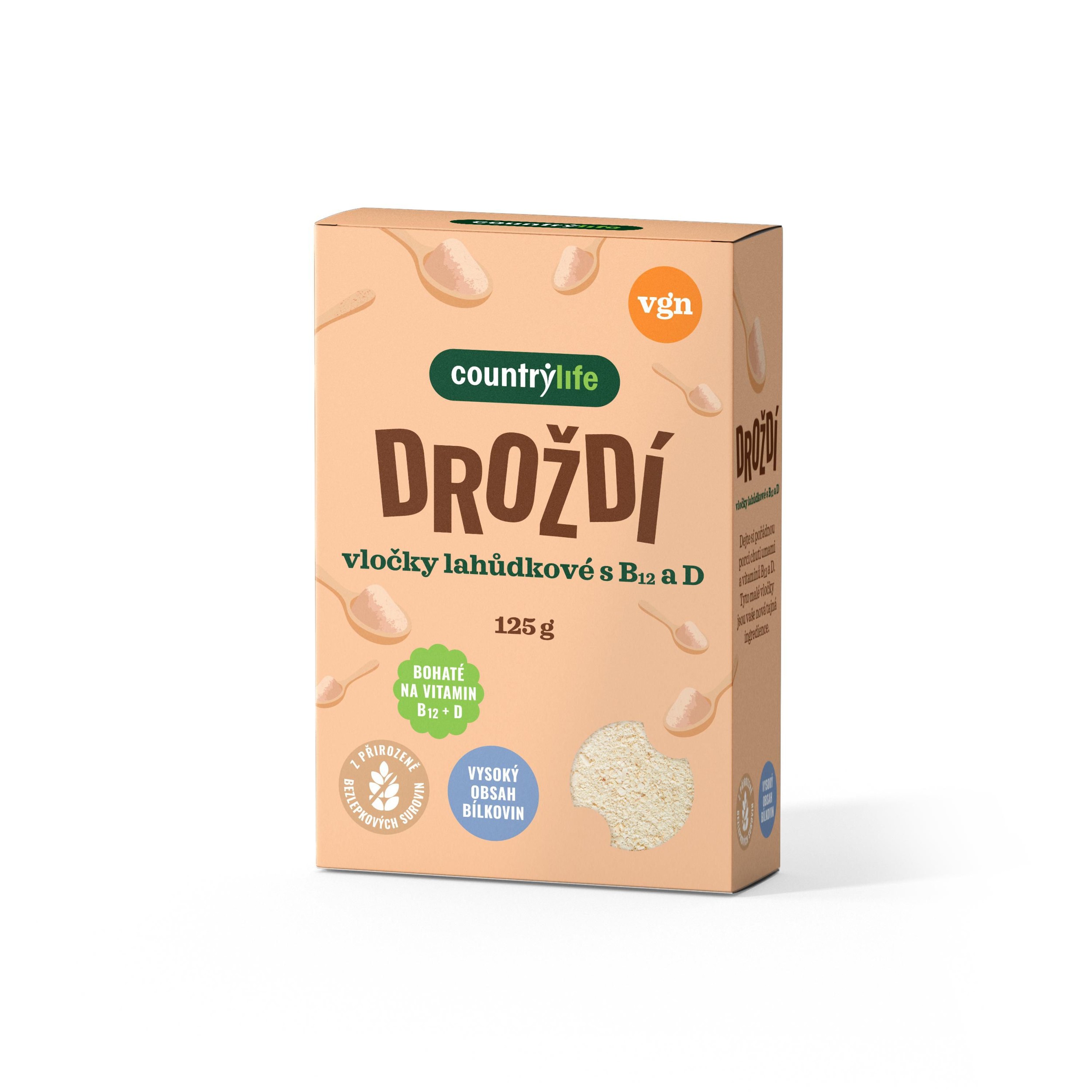 Country Life Droždí lahůdkové s vitaminem B12 a D 125 g