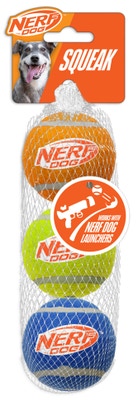 Nerf Dog Pískací tenisové míčky, 6,5 cm