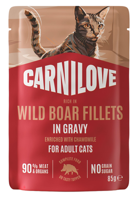 Carnilove Pouch Gravy rich in Wild Boar enriched with Chamomile pro kočky