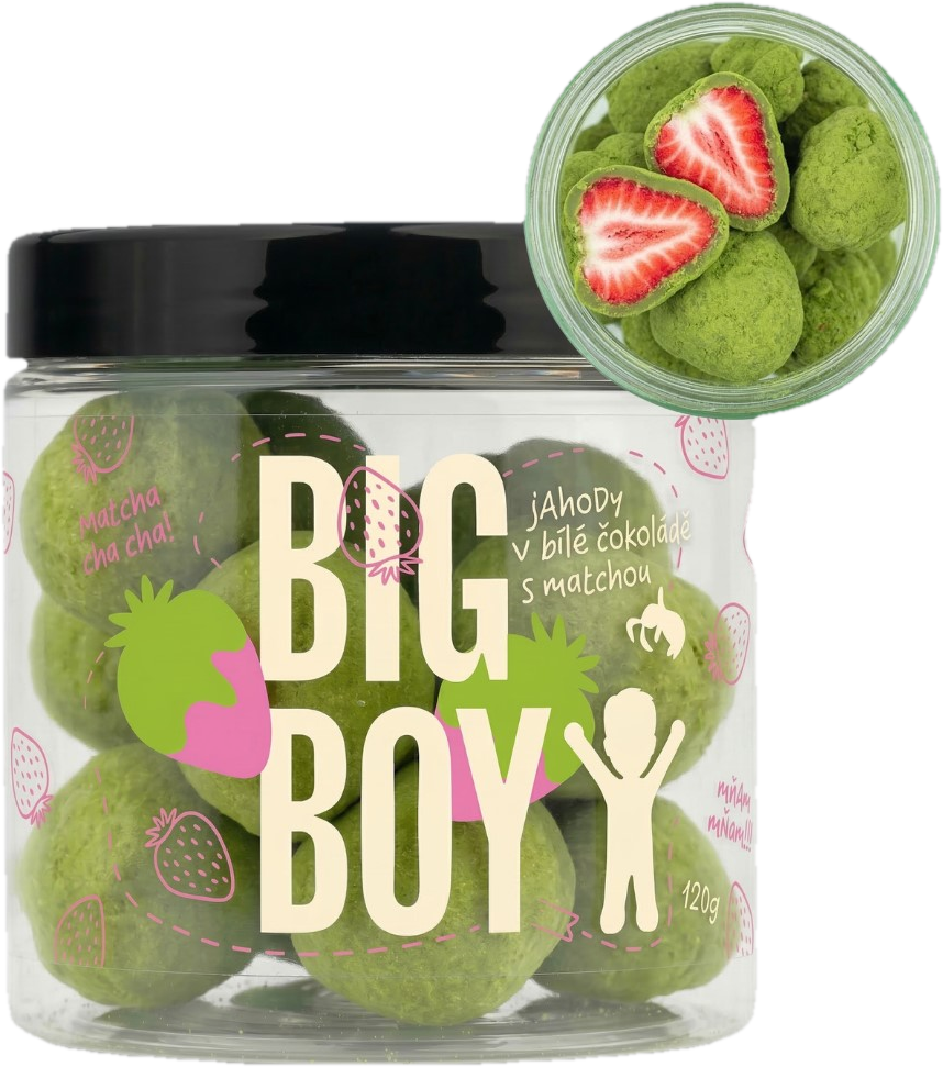 Big Boy Jahody v matcha a bílé čokoládě