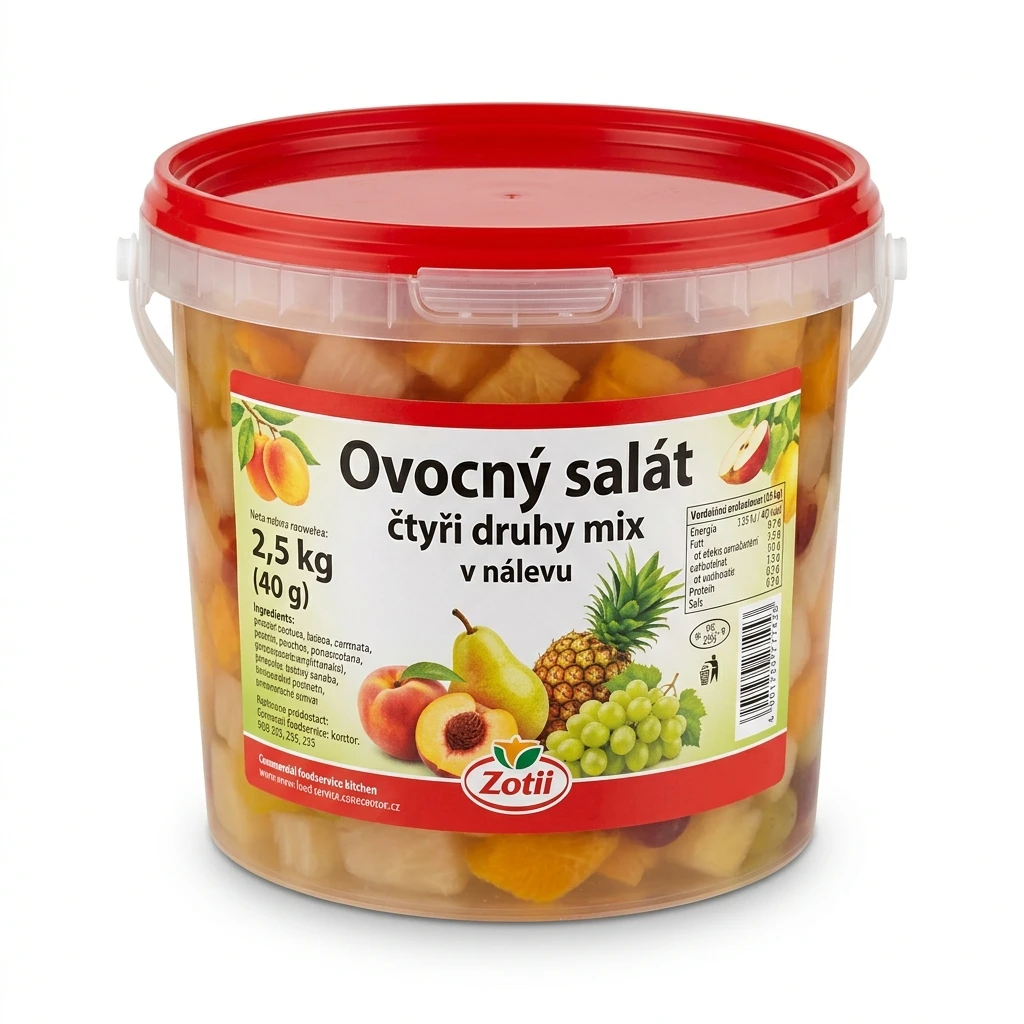 Ovocný salát čtyři druhy mix v nálevu 2,5 kg