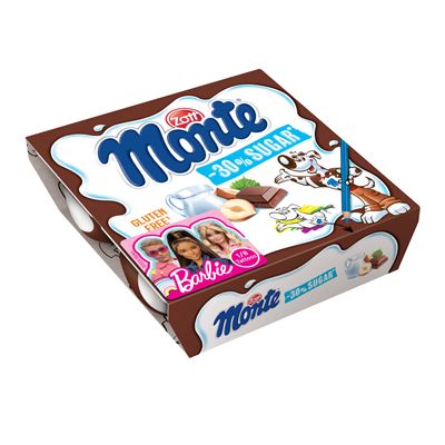 Zott Monte Mléčný dezert čokoládový s lískovými oříšky (-30% cukru) 4 x 55 g
