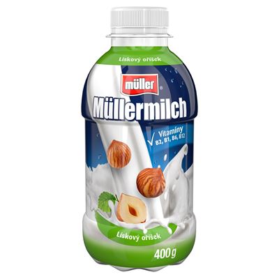 Müllermilch mléčný nápoj s příchutí lískový oříšek chlaz. 400 g