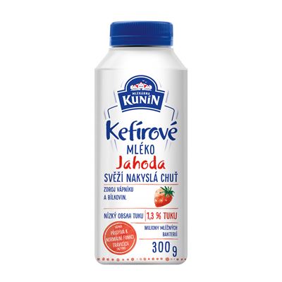 MLÉKÁRNA KUNÍN Mléko kefírové jahoda chlaz. 300 g