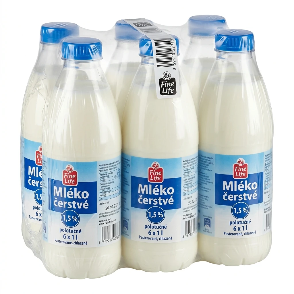 Fine Life Mléko čerstvé 1,5 % 6 x 1 l PET