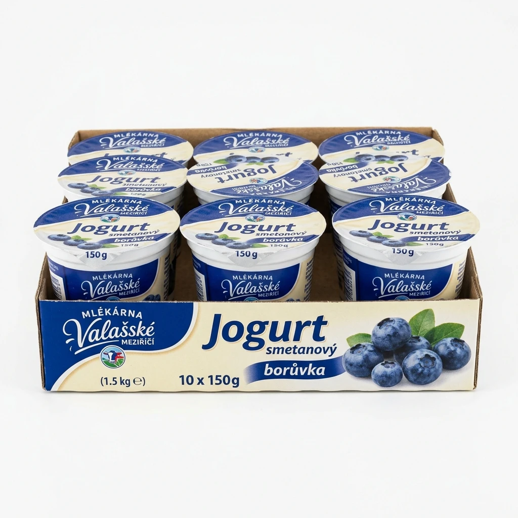 MLÉKÁRNA VALAŠSKÉ MEZIŘÍČÍ Jogurt smetanový borůvka chlaz. 10 x 150 g