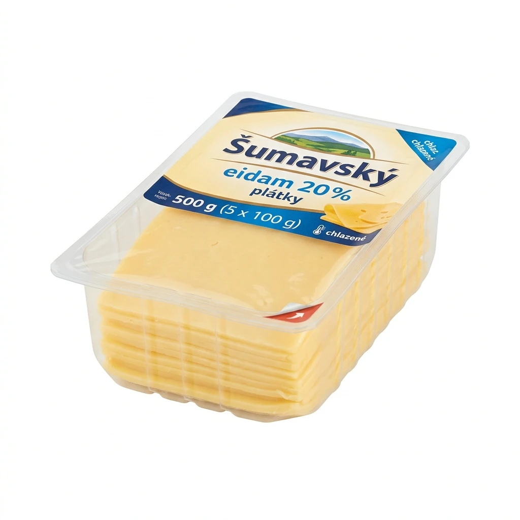Šumavský eidam 20% plátky chlaz. 5 x 100 g