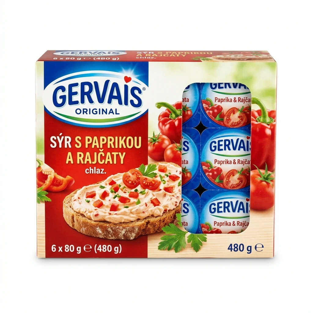 GERVAIS Original sýr s paprikou a rajčaty chlaz. 6 x 80 g
