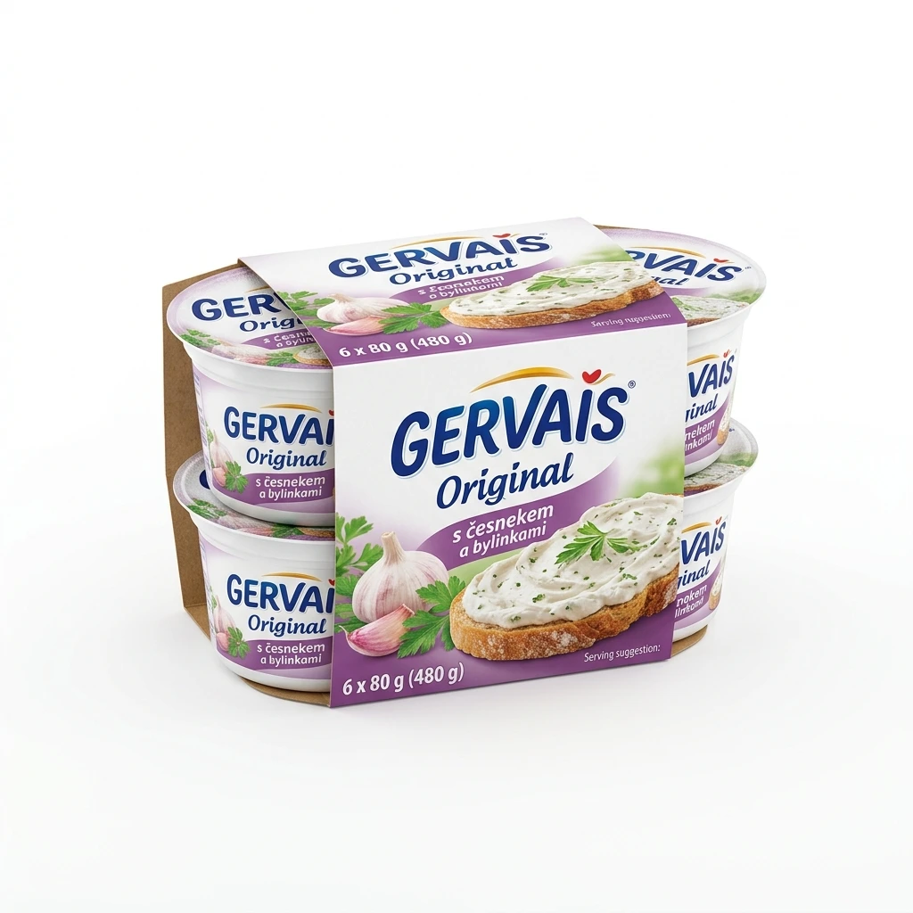 GERVAIS Original sýr s česnekem a bylinkami chlaz. 6 x 80 g