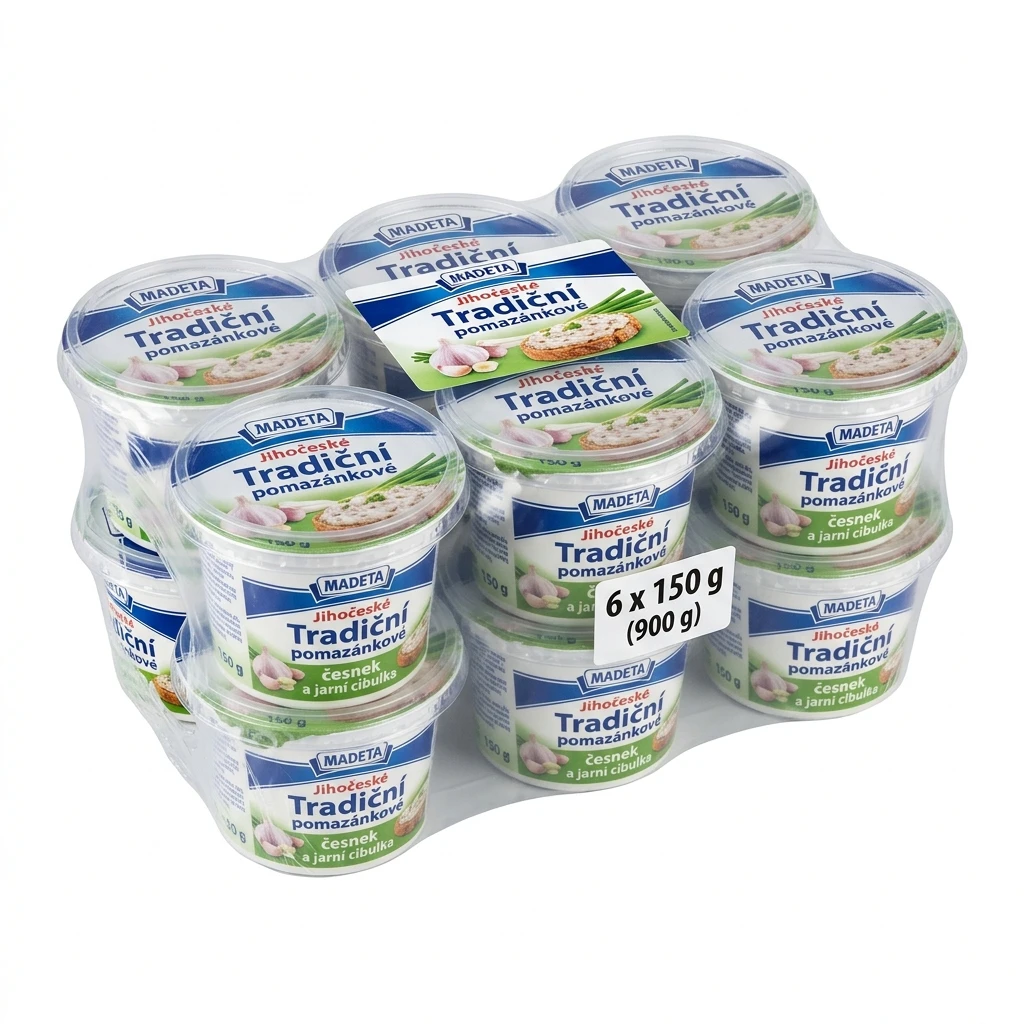 MADETA Jihočeské Tradiční pomazánkové česnek a jarní cibulka chlaz. 6 x 150 g