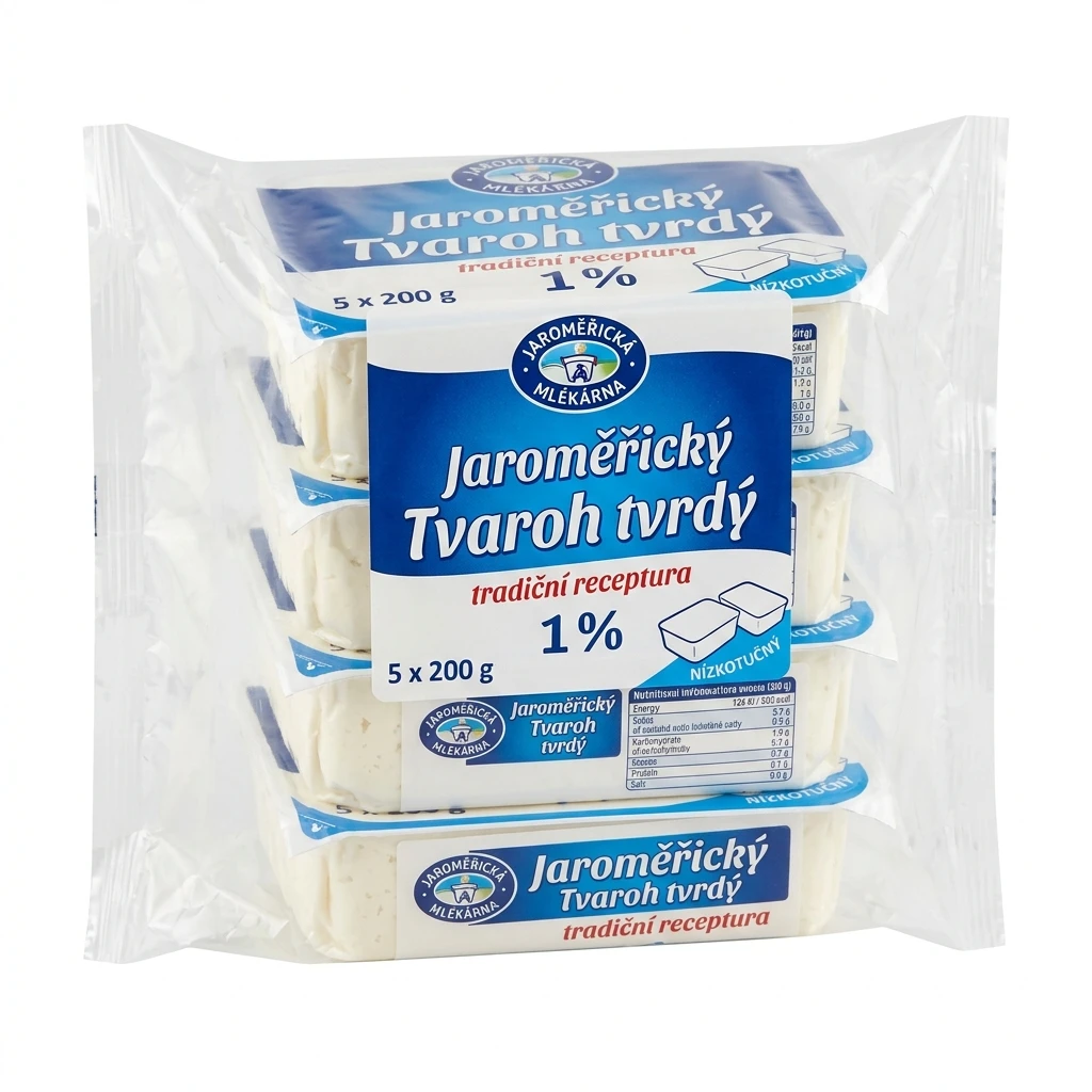 JAROMĚŘICKÁ MLÉKÁRNA Jaroměřický Tvaroh tvrdý 1% chlaz. 5 x 200 g