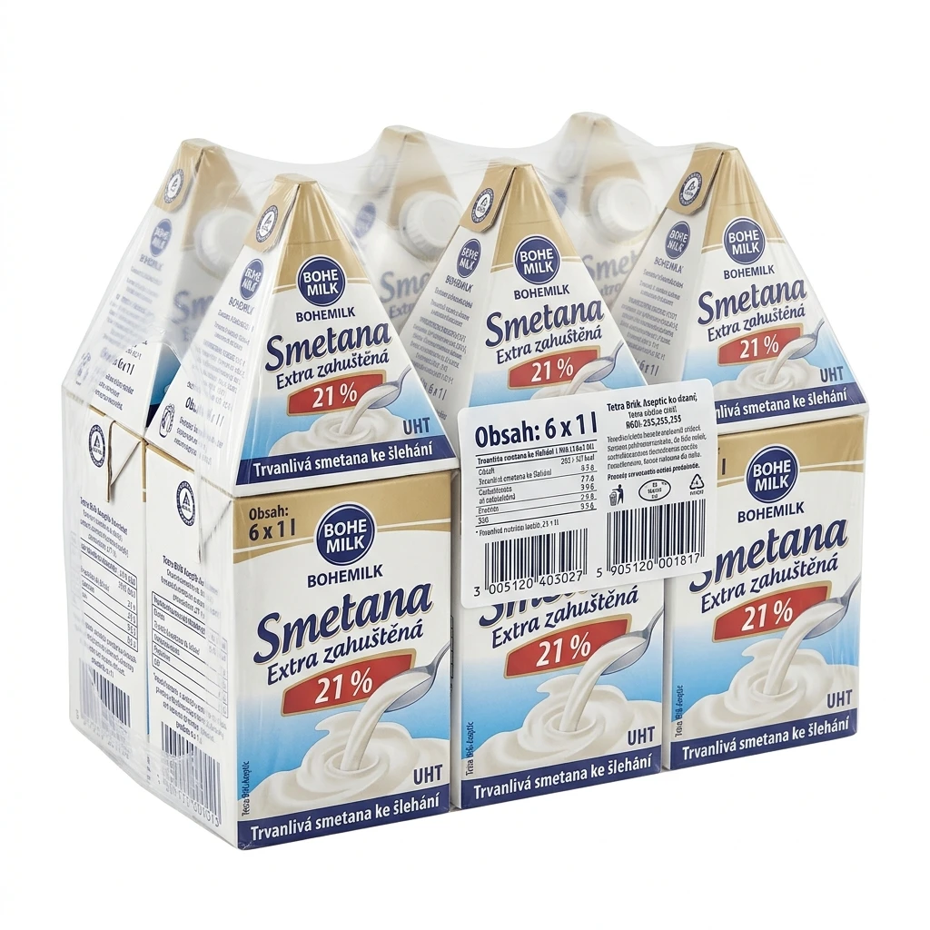 BOHEMILK Smetana Extra zahuštěná 21 % 6 x 1 l