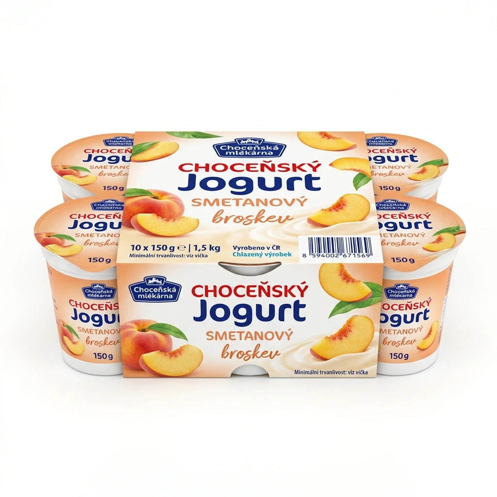 Choceňská mlékárna Choceňský Jogurt smetanový broskev chlaz. 10 x 150 g