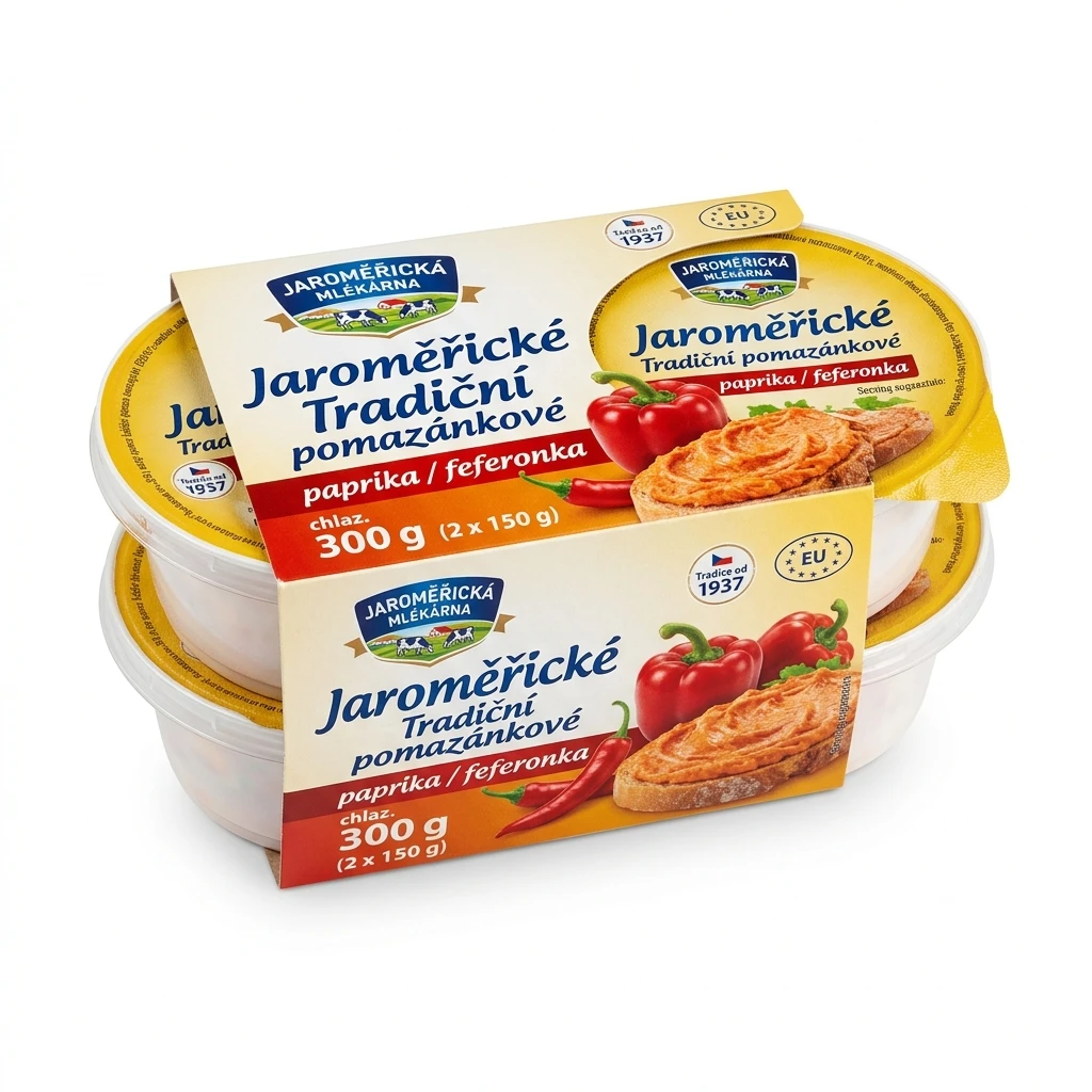 JAROMĚŘICKÁ MLÉKÁRNA Jaroměřické Tradiční pomazánkové paprika/feferonka chlaz. 2 x 150 g