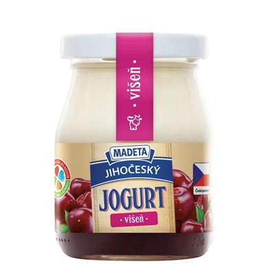 MADETA Jihočeský jogurt višeň 2,5 % tuku chlaz. 200 g ve skle