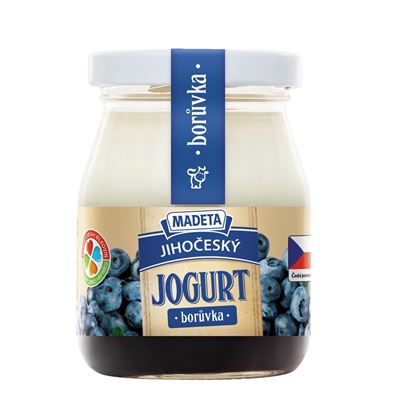MADETA Jihočeský jogurt borůvka 2,5 % tuku chlaz. 200 g ve skle