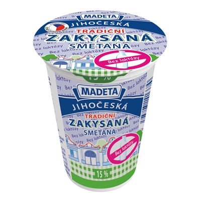 MADETA Jihočeská Zakysaná smetana 15 % snížená laktóza chlaz. 180 g