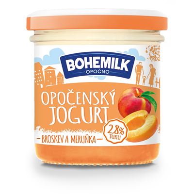 BOHEMILK Opočenský jogurt broskev/meruňka 2,8 % tuku chlaz. 150 g