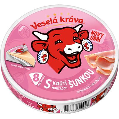 Veselá Kráva sýr tavený šunka chlaz. 120 g
