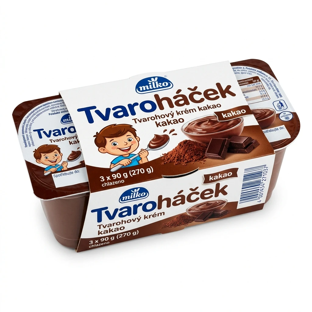 milko Tvaroháček Tvarohový krém kakao chlaz. 3 x 90 g