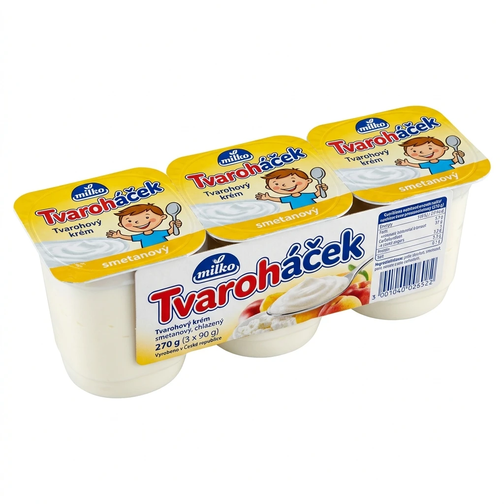 milko Tvaroháček Tvarohový krém smetanový chlaz. 3 x 90 g