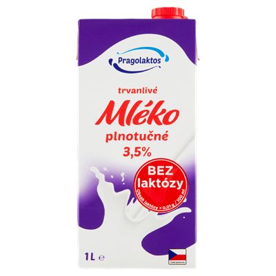 PRAGOLAKTOS Mléko trvanlivé 3,5 % bez laktózy 1 l