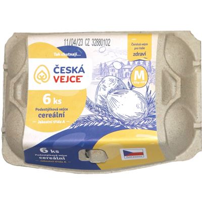 Vejce cereální z podestýlky vel. M čerstvé 6 ks