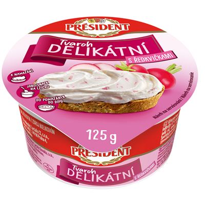 PRÉSIDENT Tvaroh delikátní s ředkvičkami 125 g