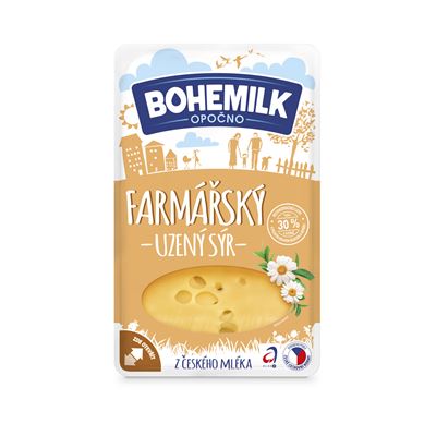 BOHEMILK Farmářský sýr uzený 30 % plátky chlaz. 100 g
