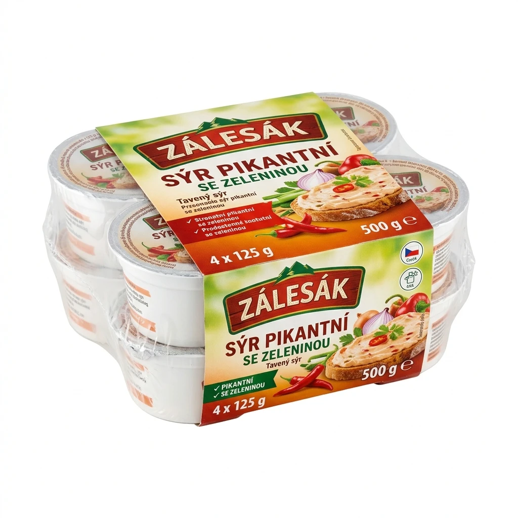 Zálesák sýr pikantní se zeleninou chlaz. 4 x 125 g