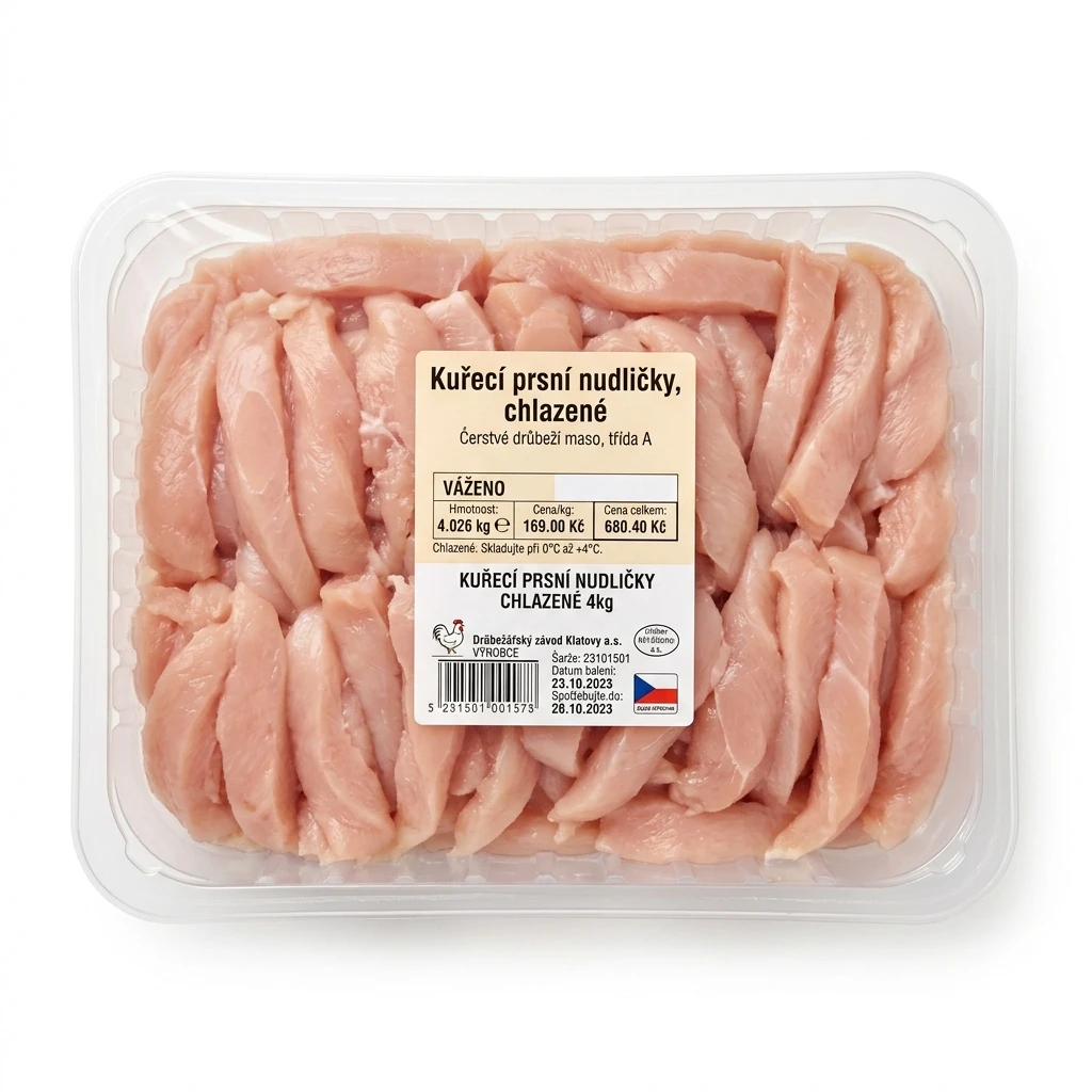 Kuřecí prsní nudličky chlaz. váž. cca 3 - 5 kg