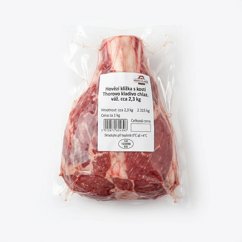 Hovězí kližka s kostí Thorovo kladivo chlaz. váž. cca 2,3 kg