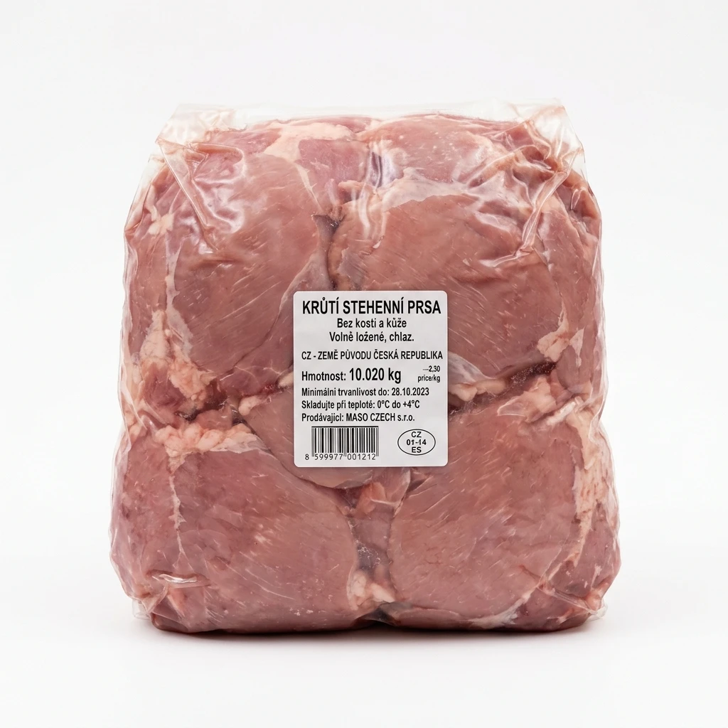 Krůtí stehnenní prsa bez kosti a kůže volně ložené CZ chlaz. cca 10 kg