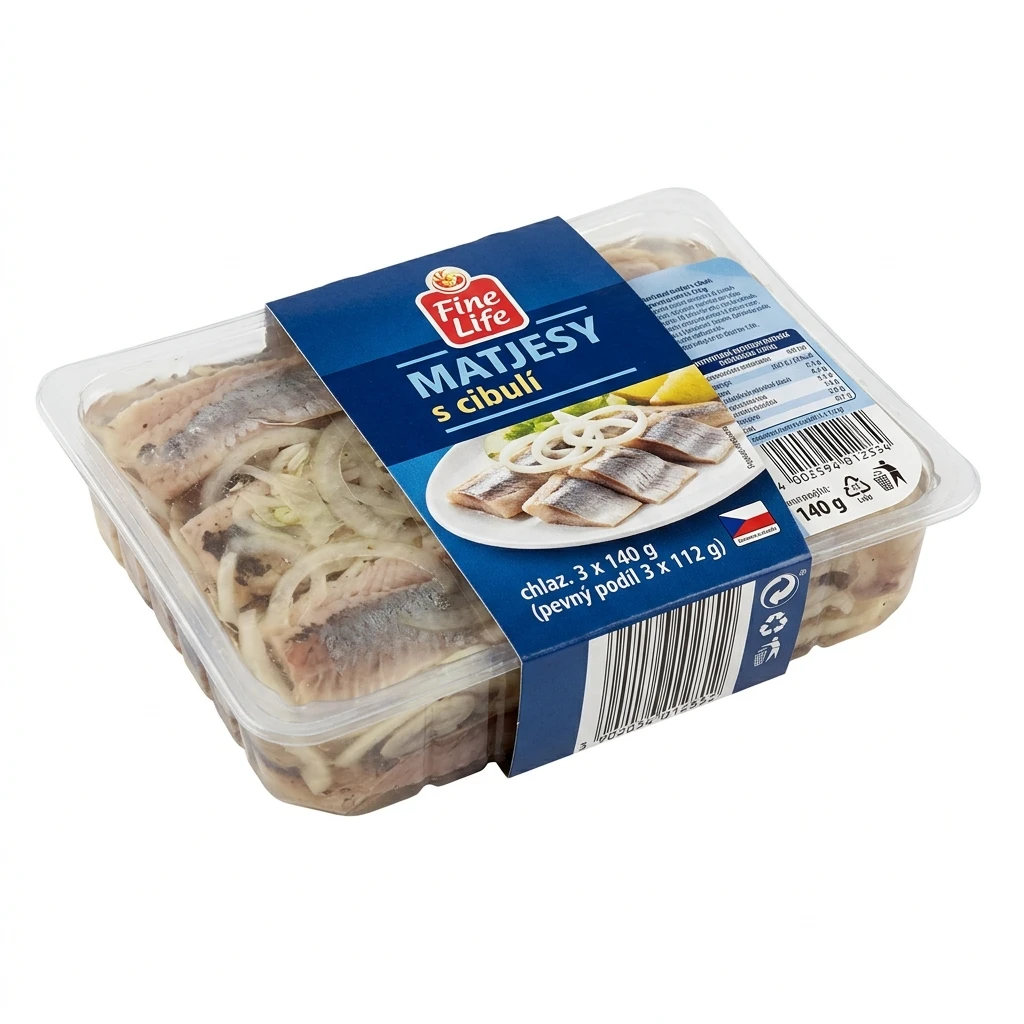 Fine Life Matjesy s cibulí (pevný podíl 3 x 112 g) chlaz. 3 x 140 g