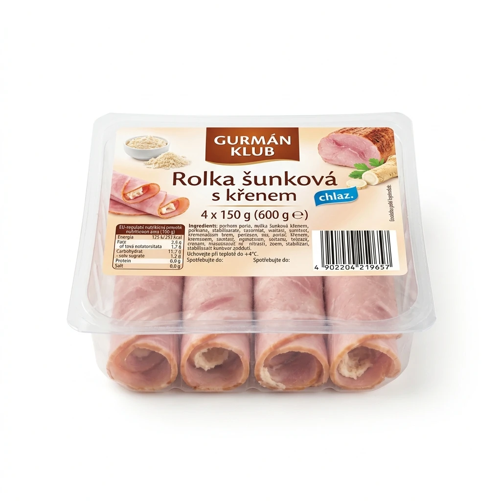 GURMÁN KLUB Rolka šunková s křenem chlaz. 4 x 150 g