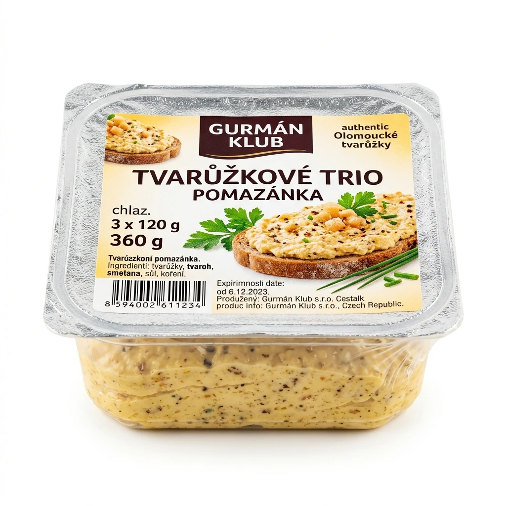 Gurmán Klub Tvarůžkové trio pomazánka chlaz. 3 x 120 g