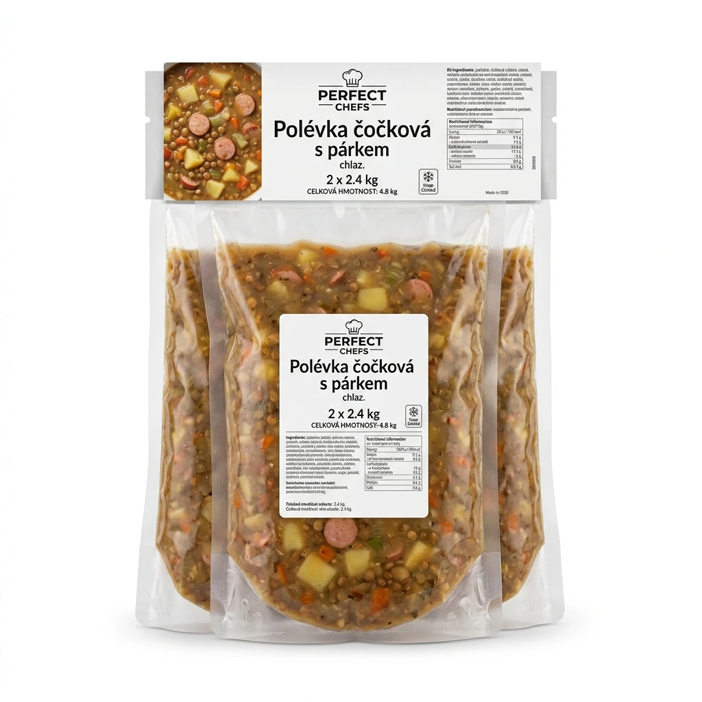 PERFECT CHEFS Polévka čočková s párkem chlaz. 2 x 2,4 kg