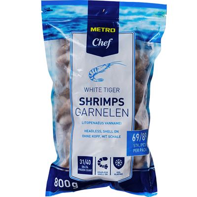 METRO Chef Krevety bez hlavy s pancířem VN 31/40 individuálně rychle mraž. 800 g