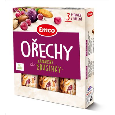 Emco Tyčinka ořechy brusinka 3 x 35 g